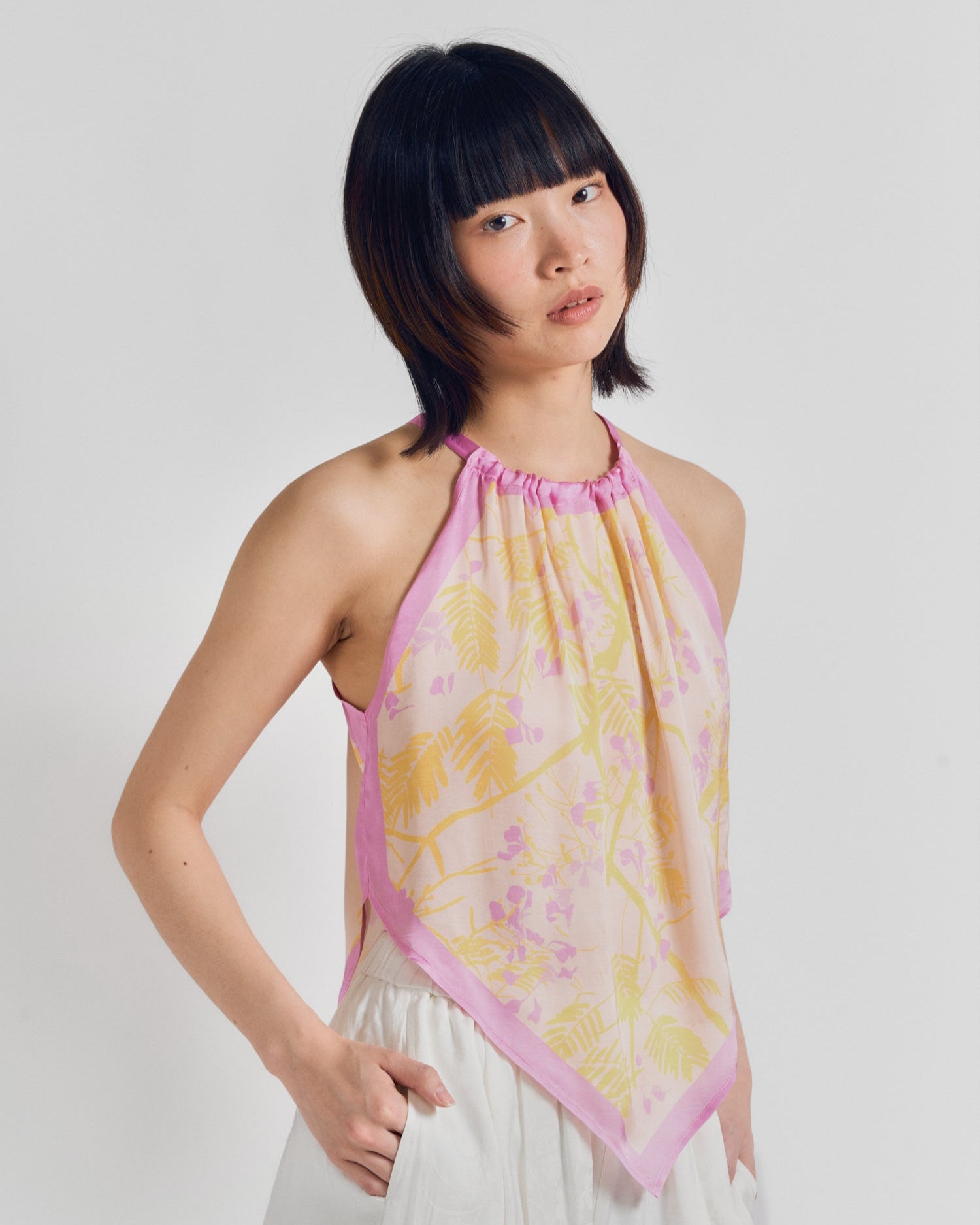 “Coco Dream” Halter Scarf Top - Yellow
